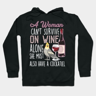 Cockatiels and Wine Bird Parrot Mom Hoodie